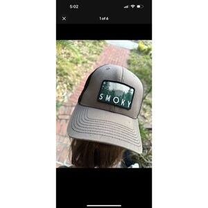 Park Hats Great Smoky Mountains Trucker Hat‎ Grey Black Mesh Snapback Cap Smoky